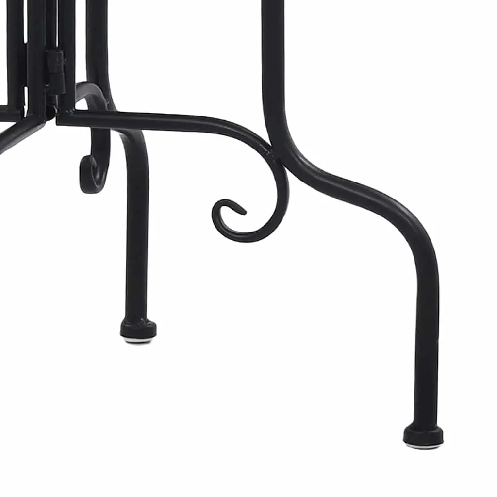 Mosaic Side Table Black White Ceramic Outdoor Garden Plant Stand Curved Legs