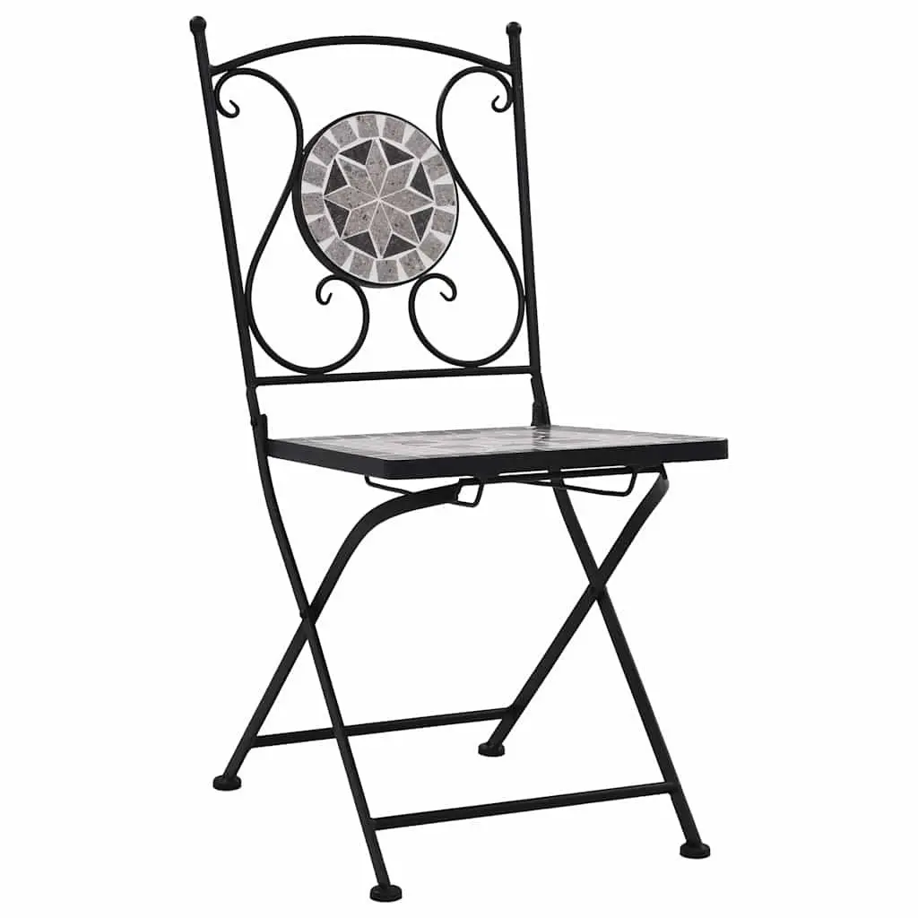 Mosaic Outdoor Bistro Chairs Set of 2 Grey Garden Patio Seating Furniture