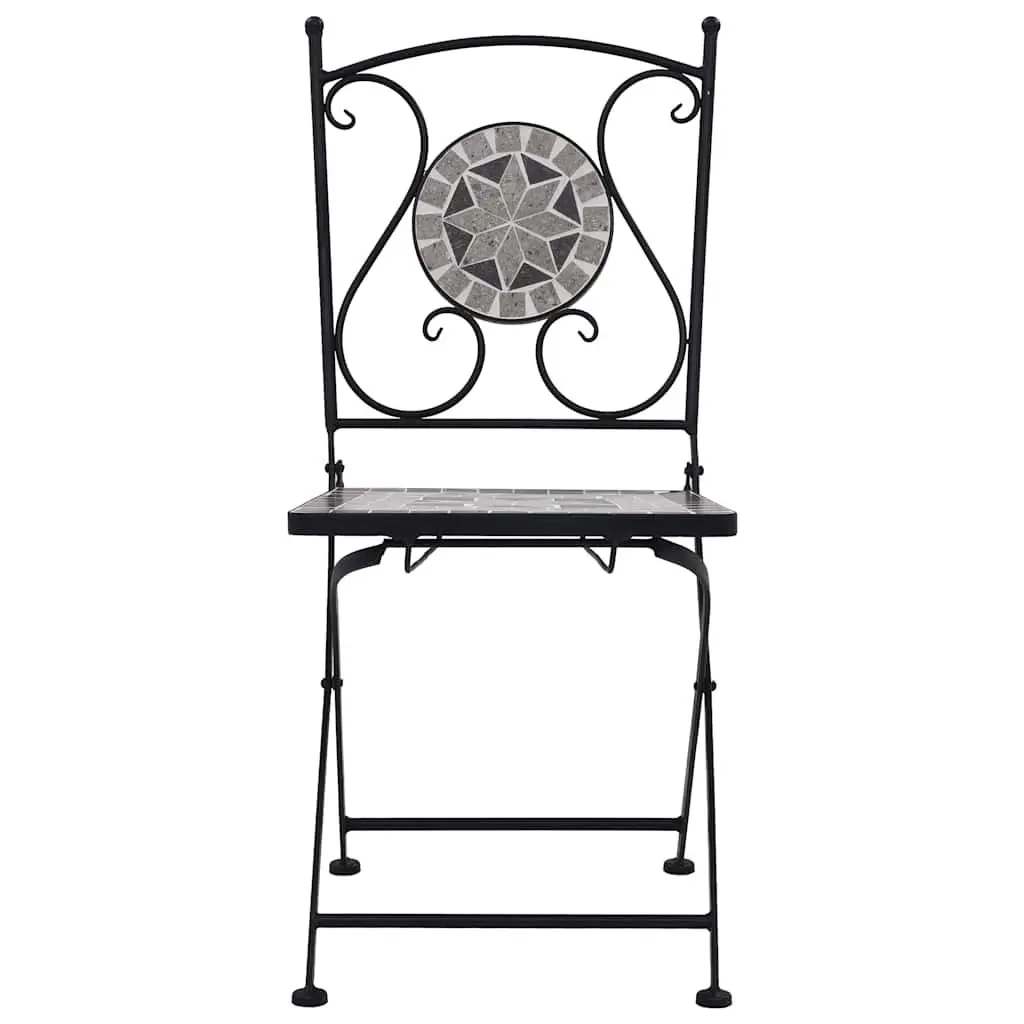 Mosaic Outdoor Bistro Chairs Set of 2 Grey Garden Patio Seating Furniture