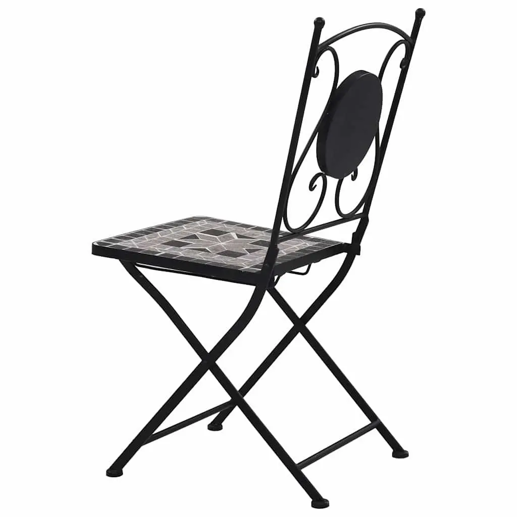 Mosaic Outdoor Bistro Chairs Set of 2 Grey Garden Patio Seating Furniture