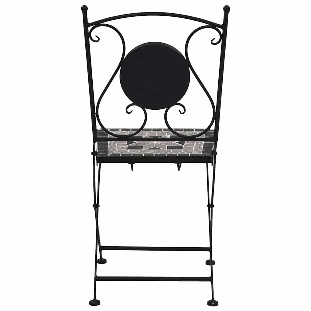 Mosaic Outdoor Bistro Chairs Set of 2 Grey Garden Patio Seating Furniture