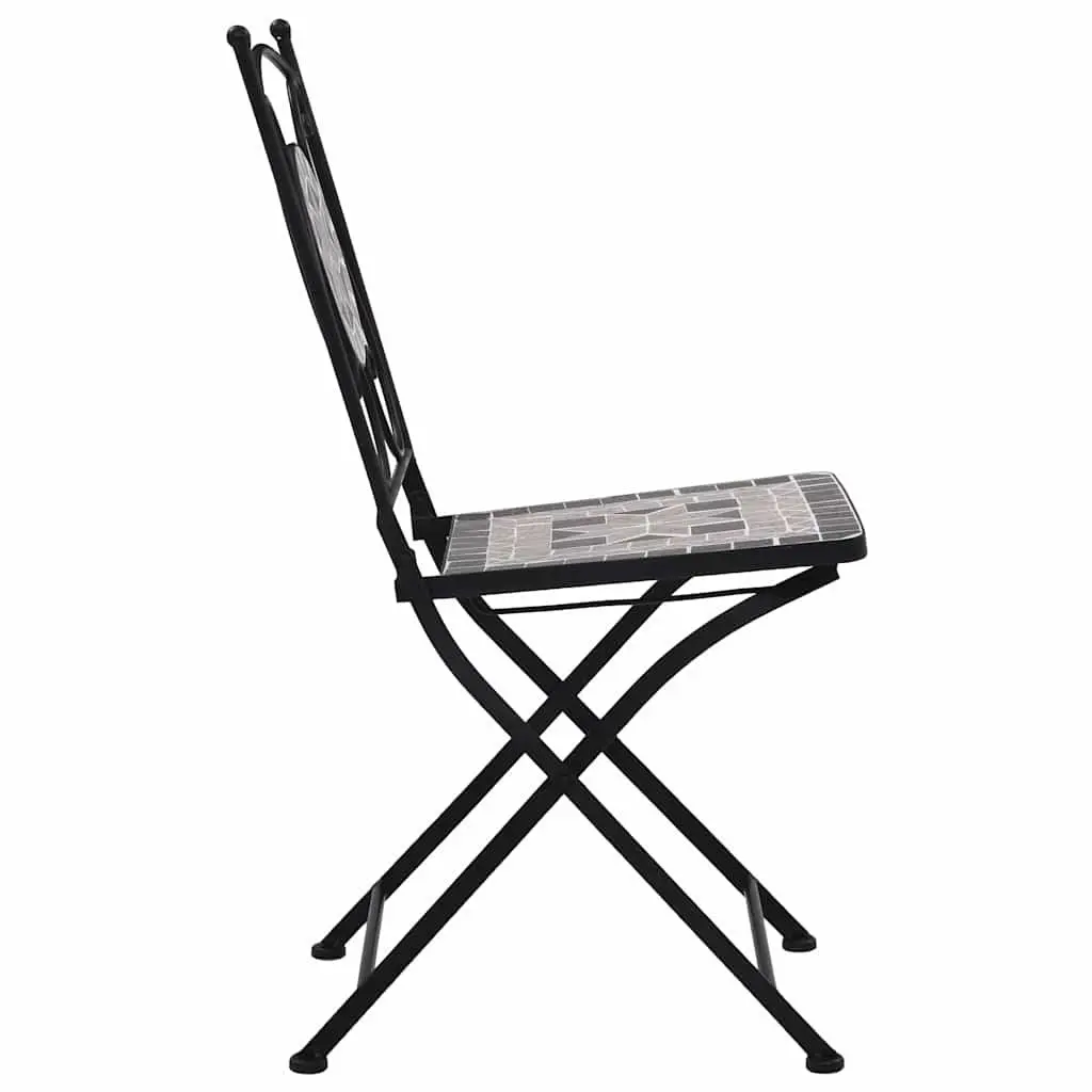 Mosaic Outdoor Bistro Chairs Set of 2 Grey Garden Patio Seating Furniture