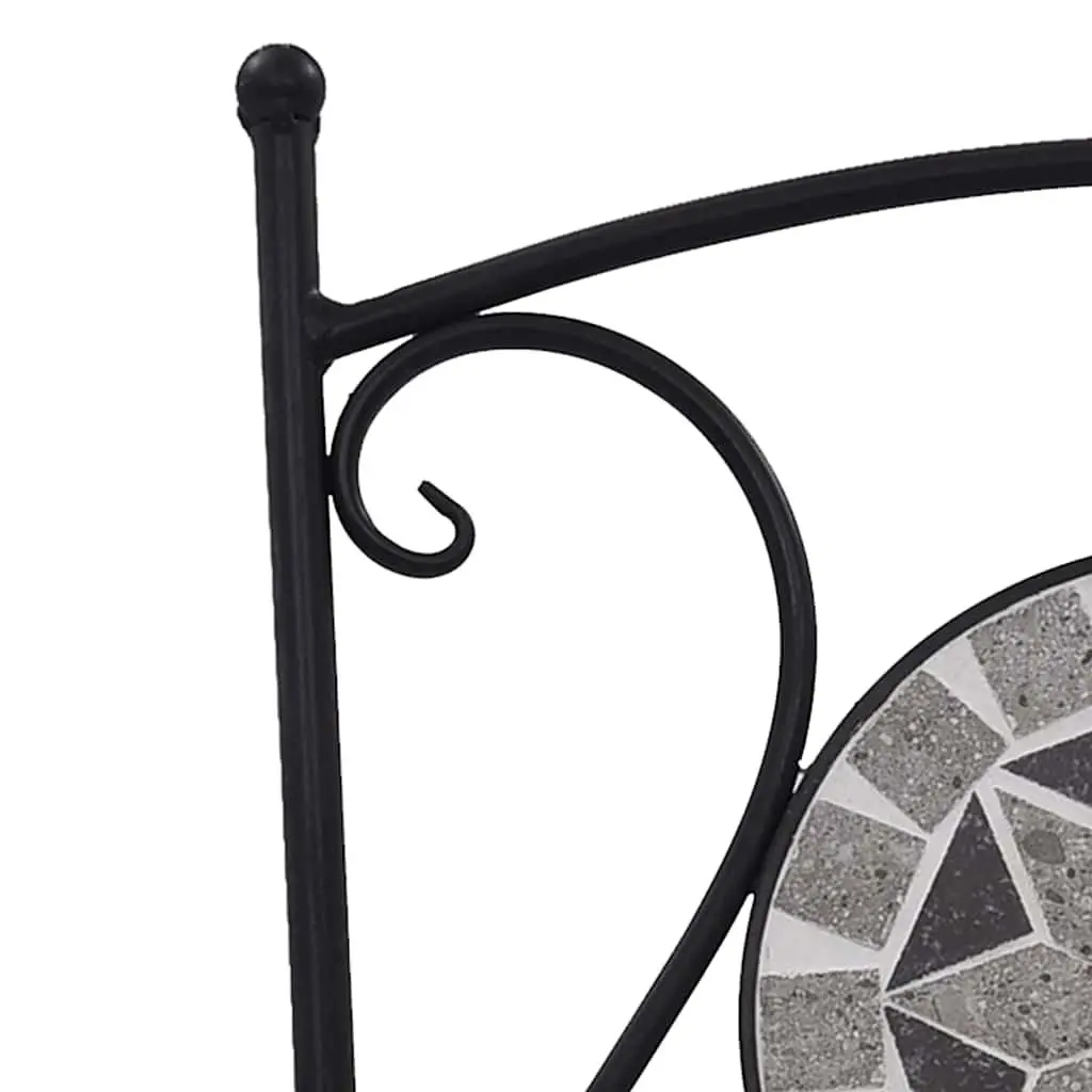 Mosaic Outdoor Bistro Chairs Set of 2 Grey Garden Patio Seating Furniture