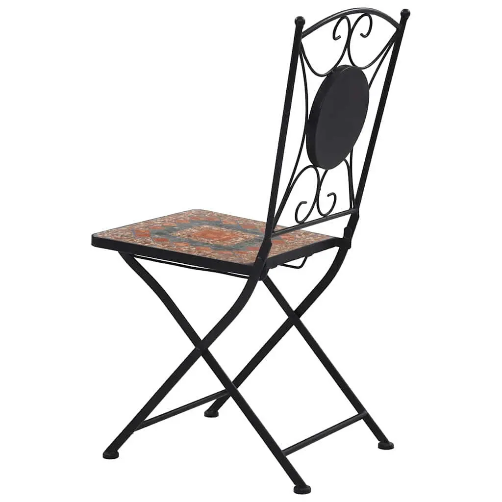 Mosaic Outdoor Bistro Chairs Set of 2 Garden Patio Seating Orange Grey
