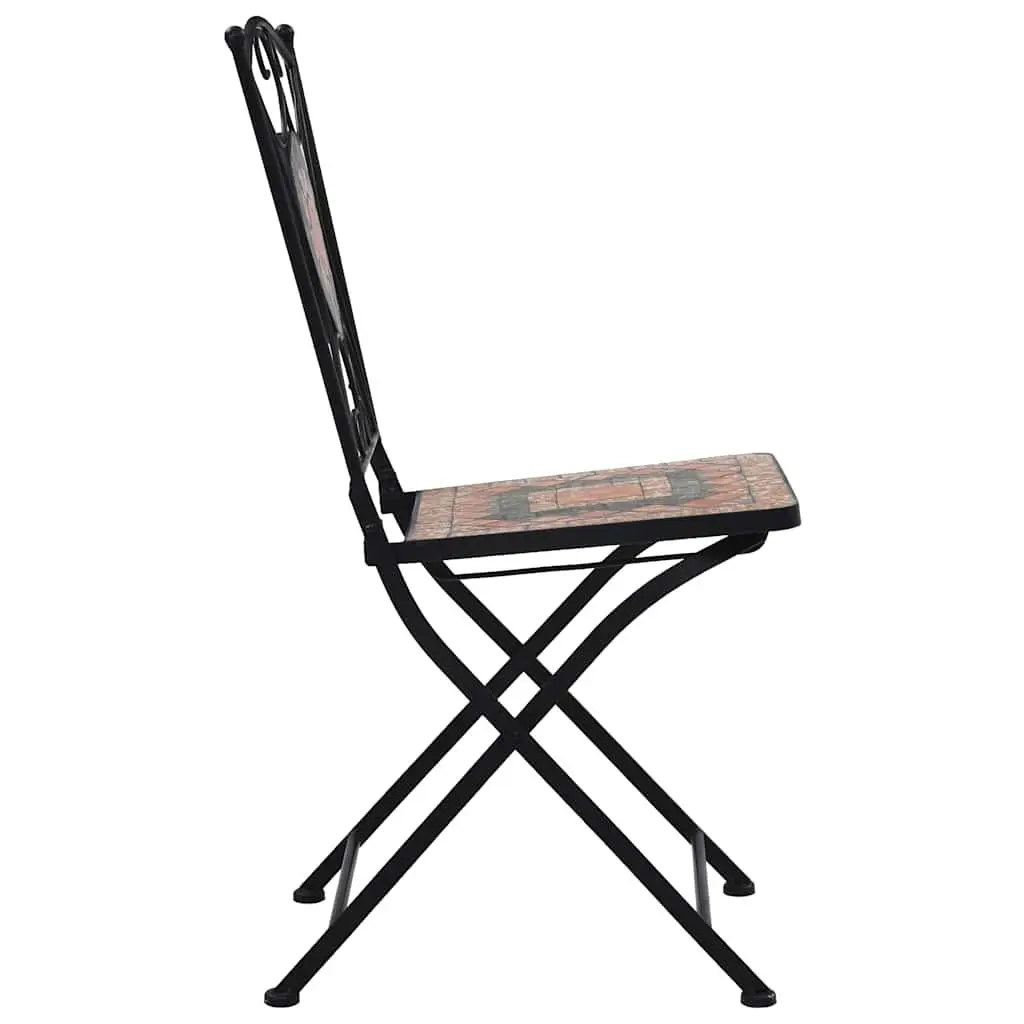 Mosaic Outdoor Bistro Chairs Set of 2 Garden Patio Seating Orange Grey