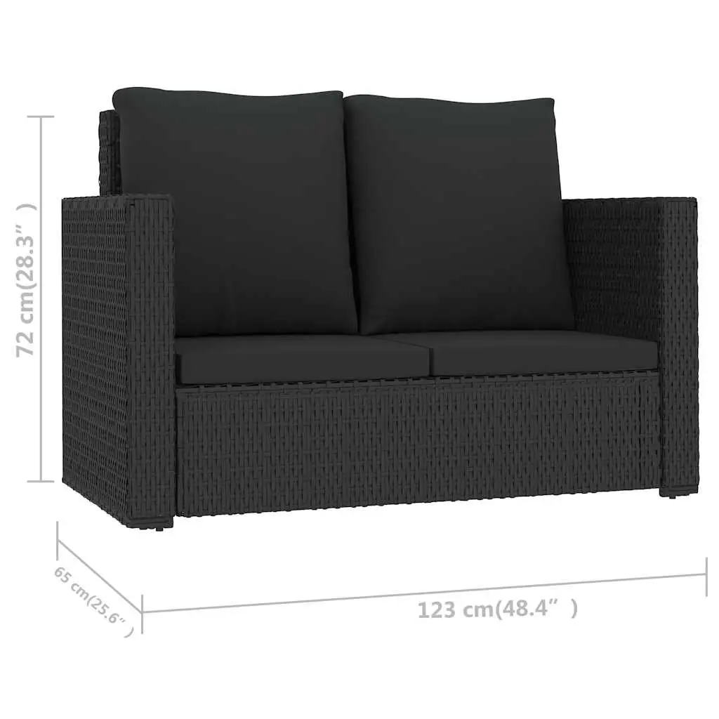 2 Piece Garden Lounge Set Outdoor Patio Sofa Stool with Cushions