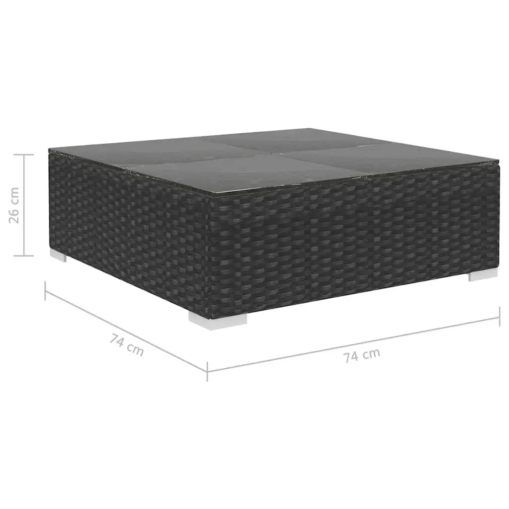 8 Piece Outdoor Poly Rattan Sofa Set for Garden and Patio with Cushions Black