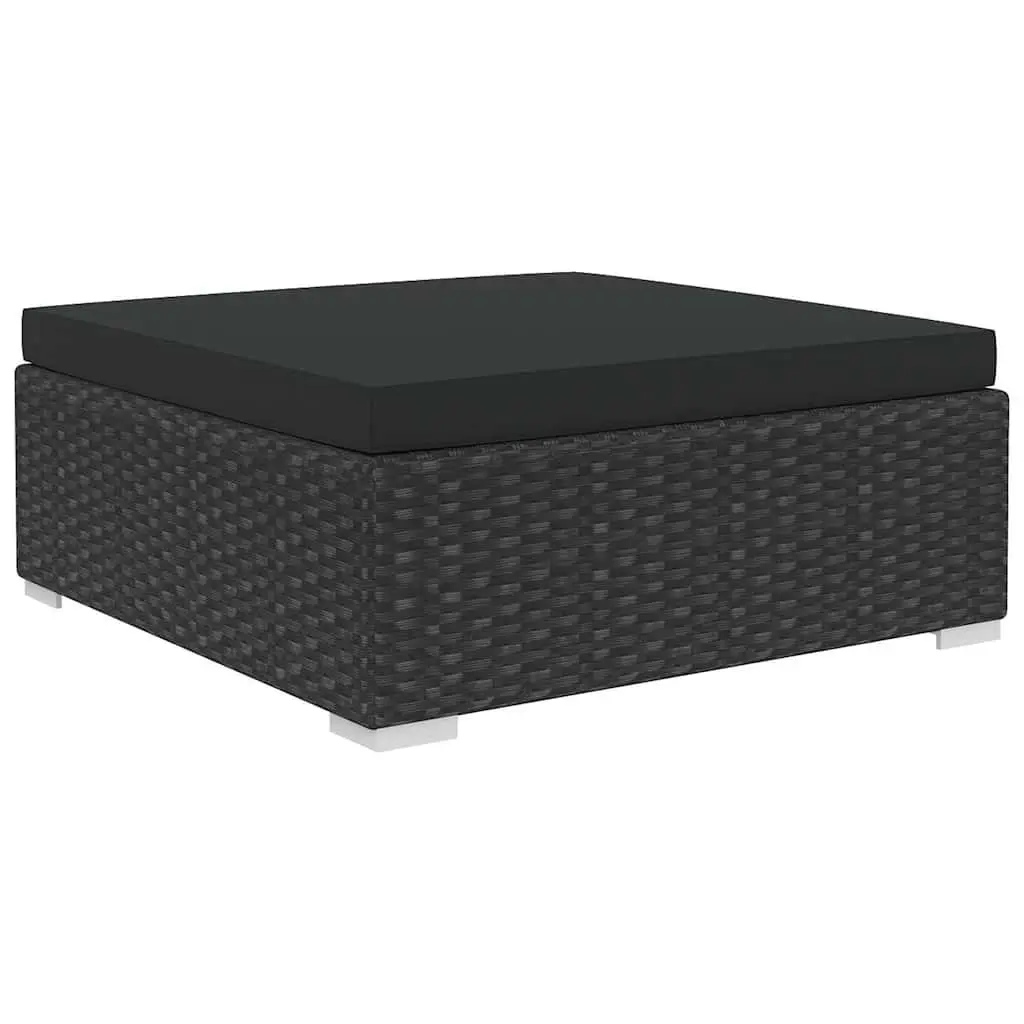 8 Piece Outdoor Poly Rattan Sofa Set for Garden and Patio with Cushions Black
