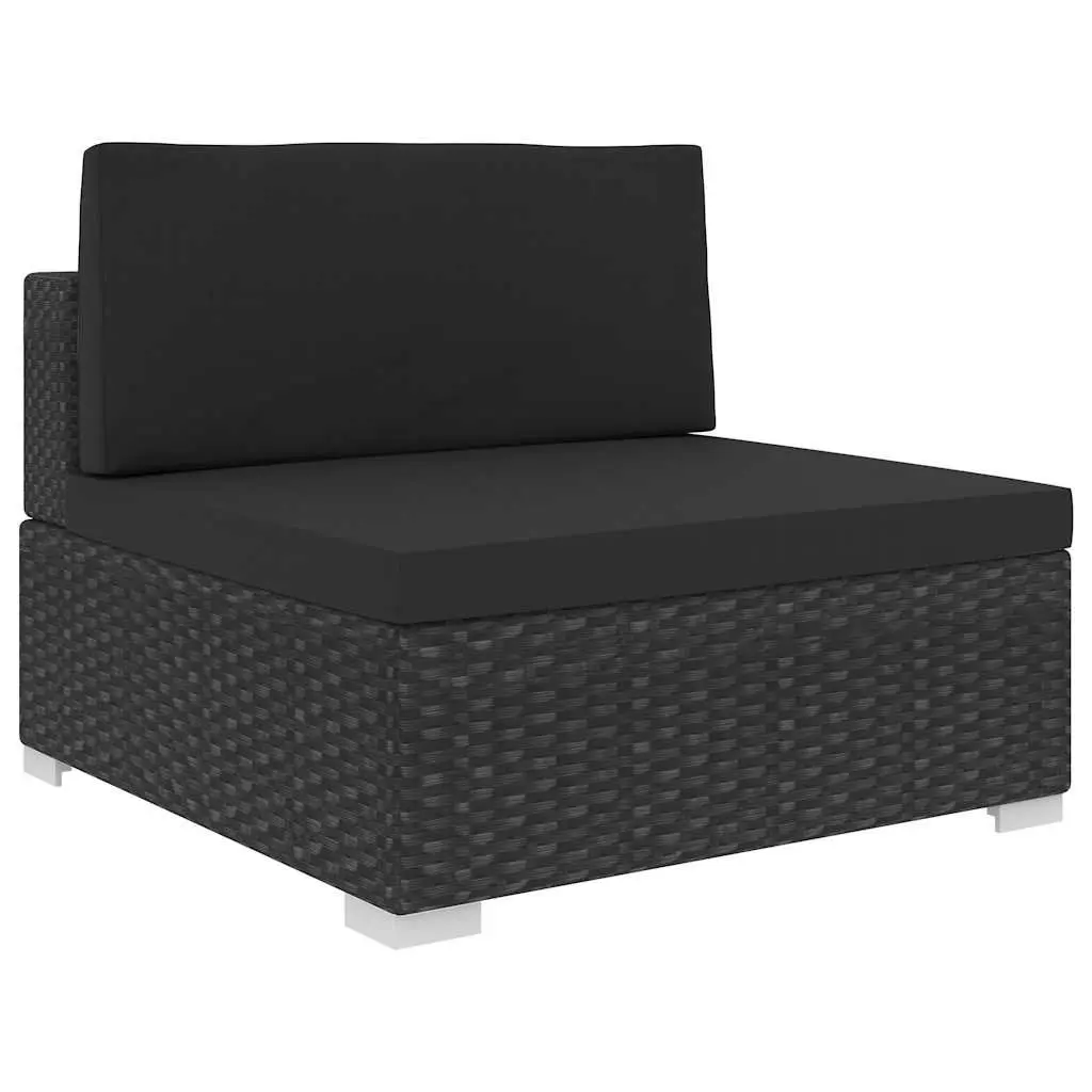 8 Piece Outdoor Poly Rattan Sofa Set for Garden and Patio with Cushions Black