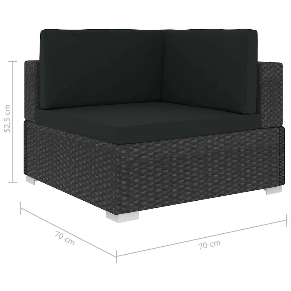 Garden Lounge Set Outdoor Furniture 8 Piece Poly Rattan Sofa with Cushions Black