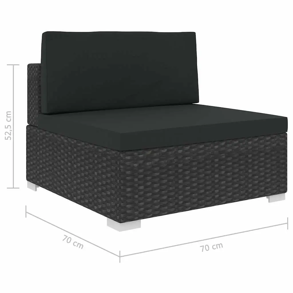 Garden Lounge Set Outdoor Furniture 8 Piece Poly Rattan Sofa with Cushions Black