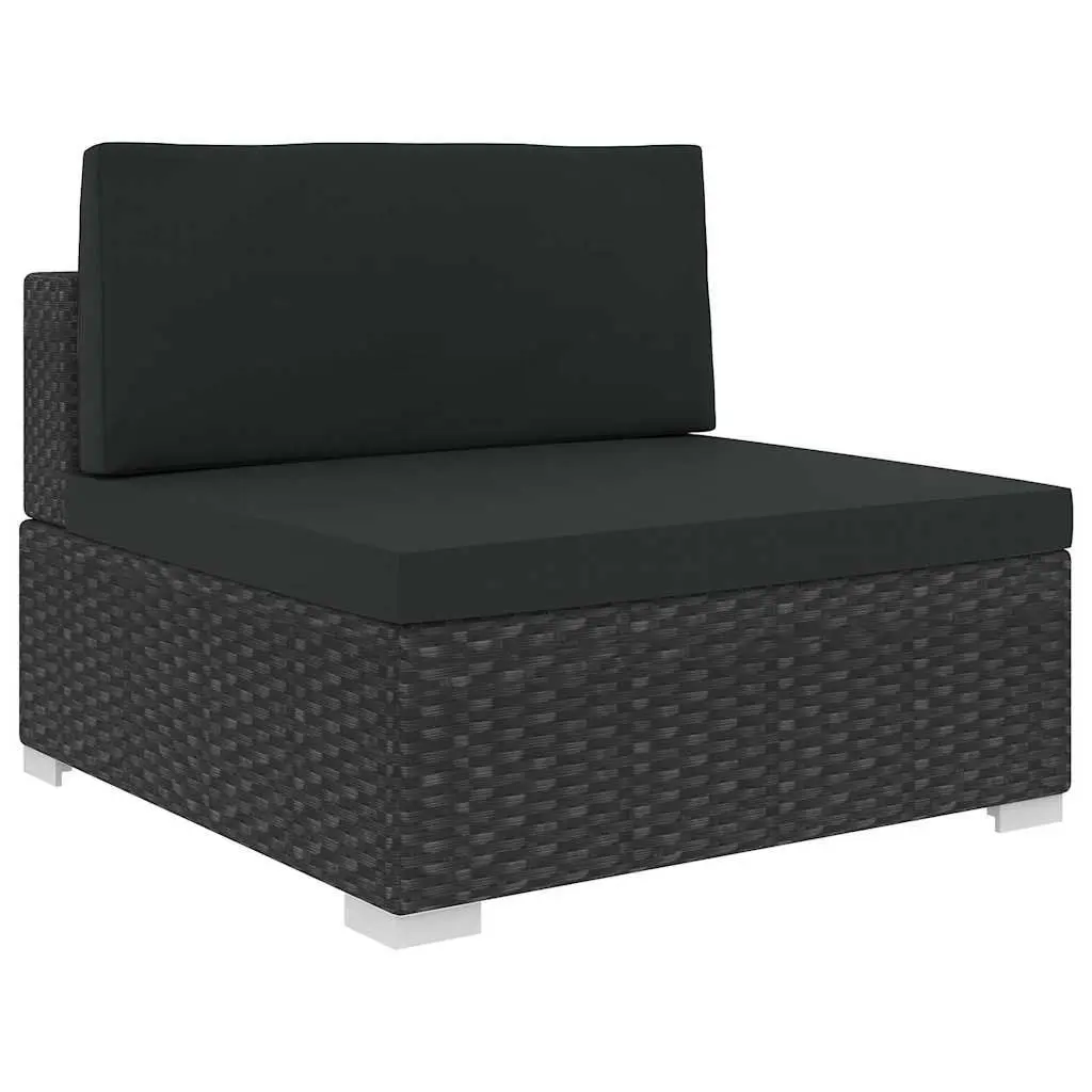 5 Piece Garden Lounge Set Outdoor Patio Sofa with Cushions Poly Rattan Black
