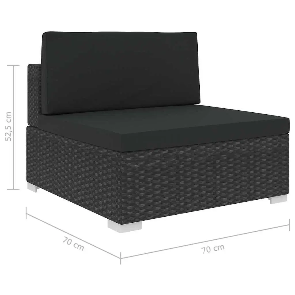 5 Piece Garden Lounge Set Outdoor Patio Sofa with Cushions Poly Rattan Black