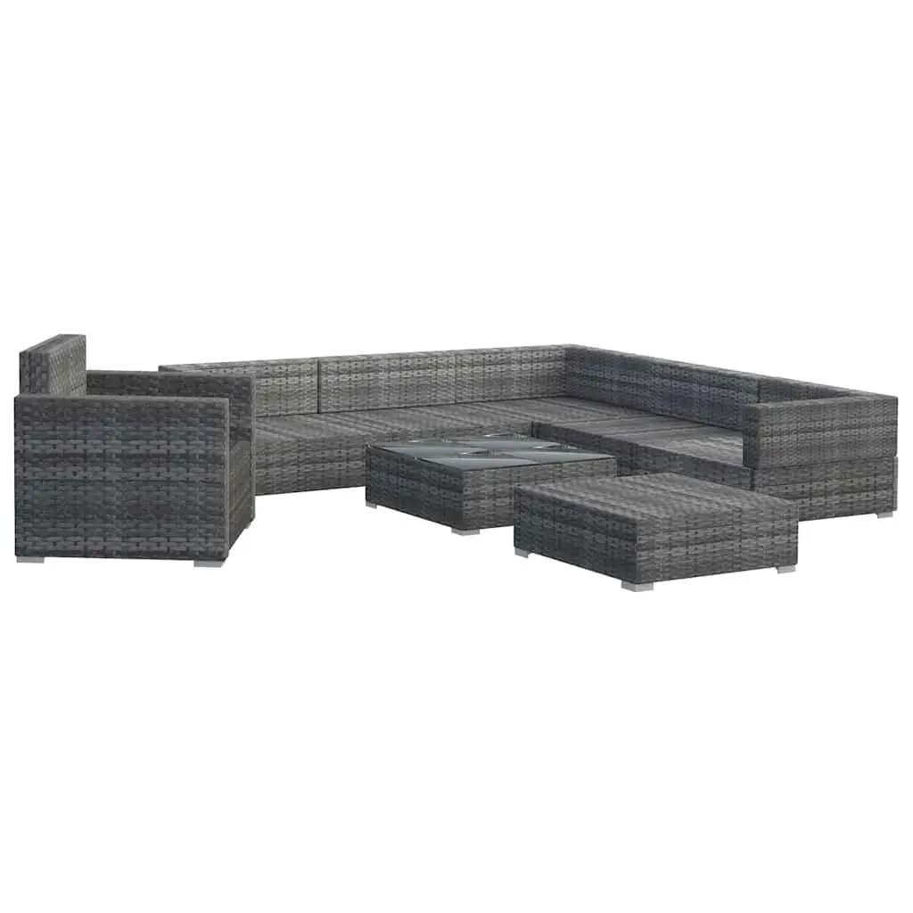 Garden Lounge Set 8 Piece Outdoor Patio Furniture Poly Rattan Sofa with Cushions