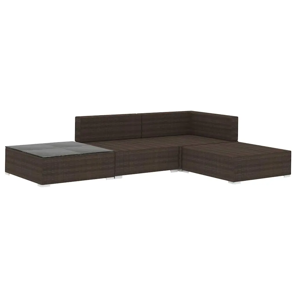 Outdoor Garden Lounge Set for Patio 4 Piece with Cushions Brown PE Rattan