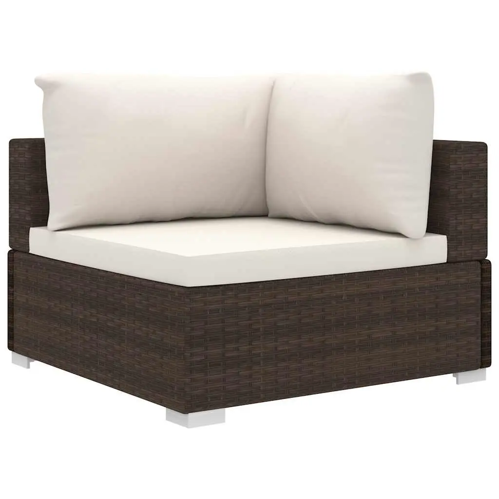 Outdoor Garden Lounge Set for Patio 4 Piece with Cushions Brown PE Rattan