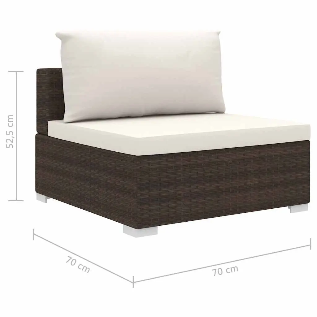 Outdoor Garden Lounge Set for Patio 4 Piece with Cushions Brown PE Rattan