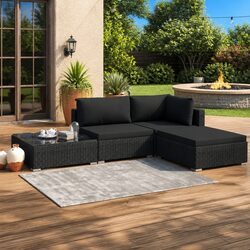 Weather-Resistant Rattan Lounge Set - 4 Pieces