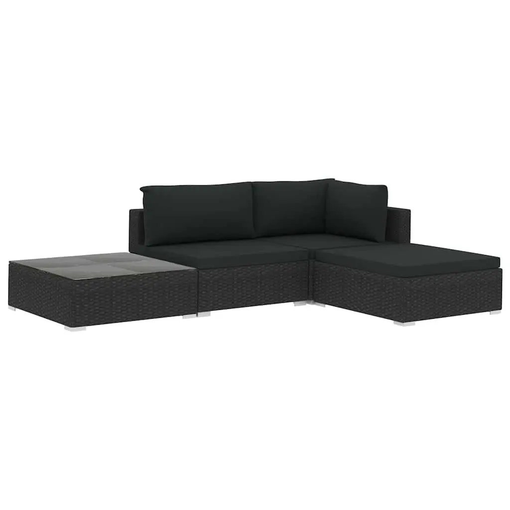 4 Piece Outdoor Lounge Set with Cushions Weather Resistant Rattan Patio