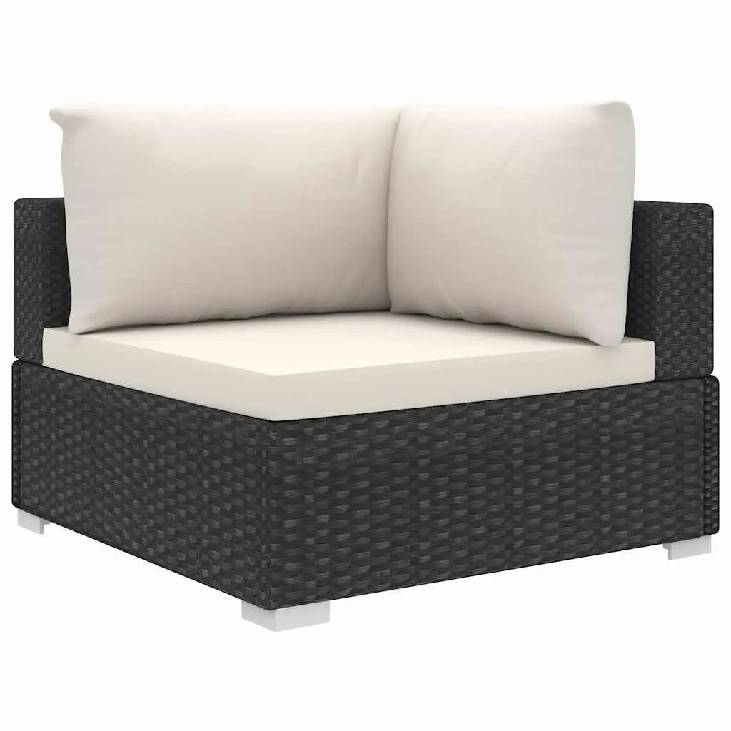Outdoor Lounge Set 5 Piece Modular Sofa with Cushions Weather Resistant Black Poly Rattan for Garden Patio