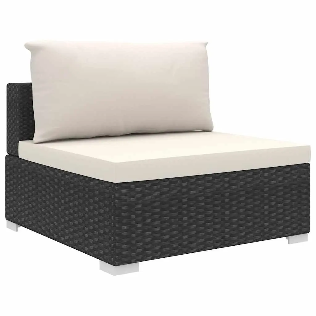 Outdoor Lounge Set 5 Piece Modular Sofa with Cushions Weather Resistant Black Poly Rattan for Garden Patio