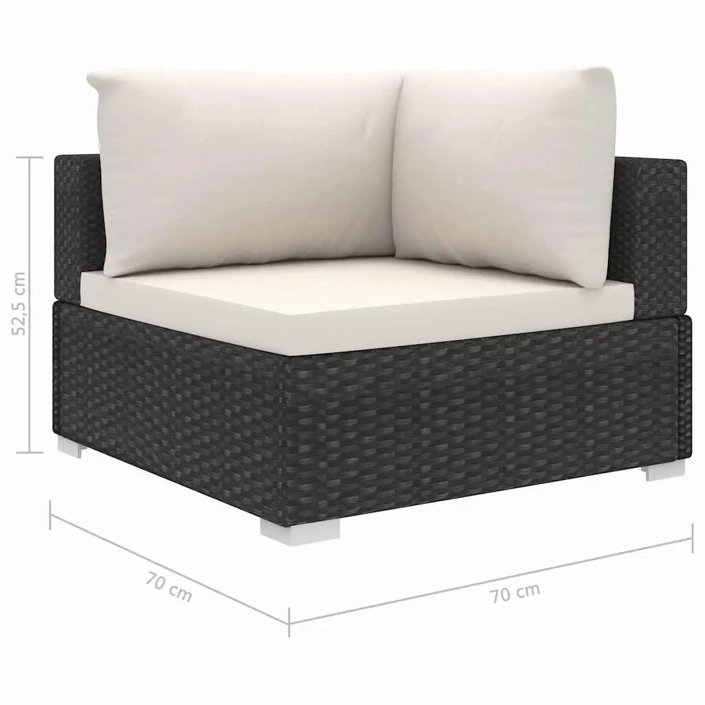 Outdoor Lounge Set 5 Piece Modular Sofa with Cushions Weather Resistant Black Poly Rattan for Garden Patio