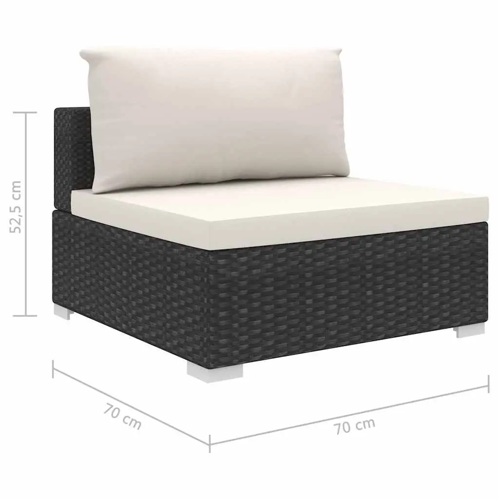 Outdoor Lounge Set 5 Piece Modular Sofa with Cushions Weather Resistant Black Poly Rattan for Garden Patio