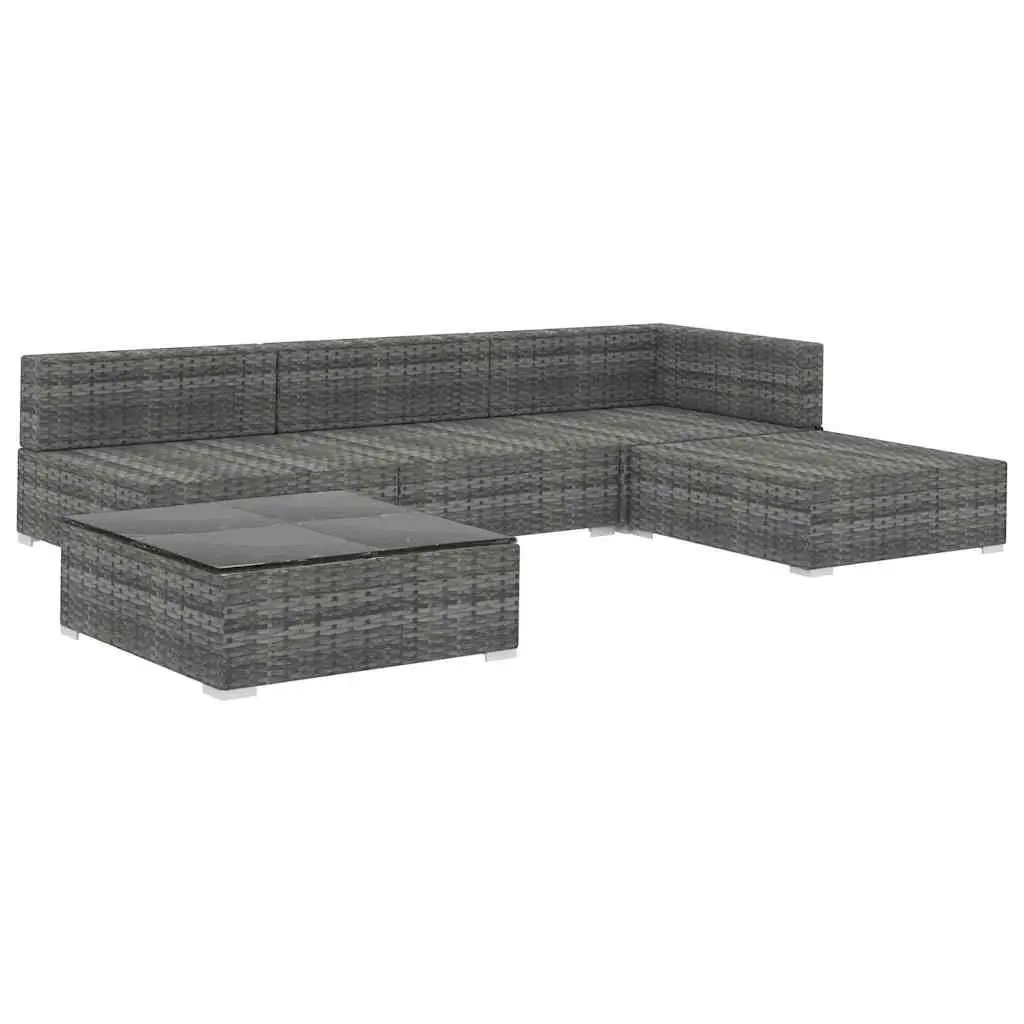 5 Piece Grey Outdoor Rattan Sofa Set