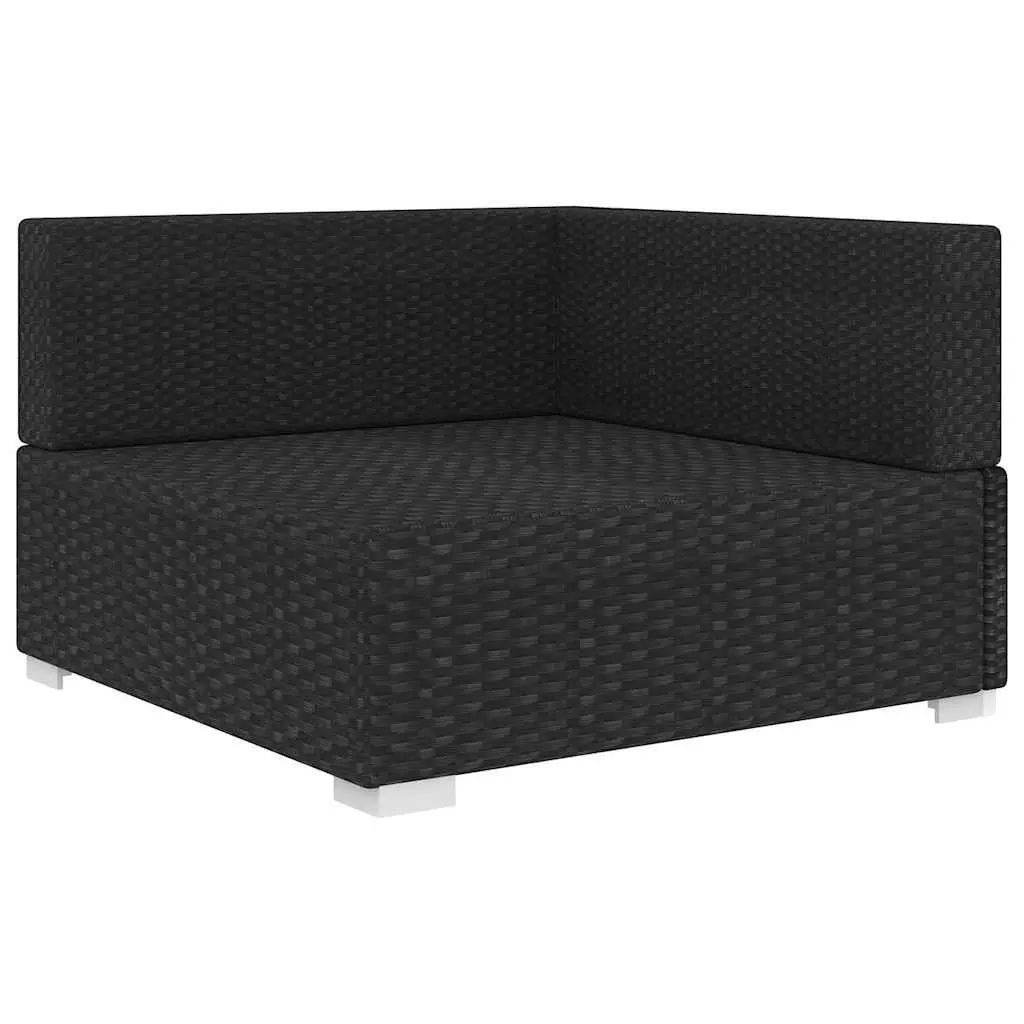 Outdoor Sectional Corner Chair for Garden Black Poly Rattan with Removable Cushions