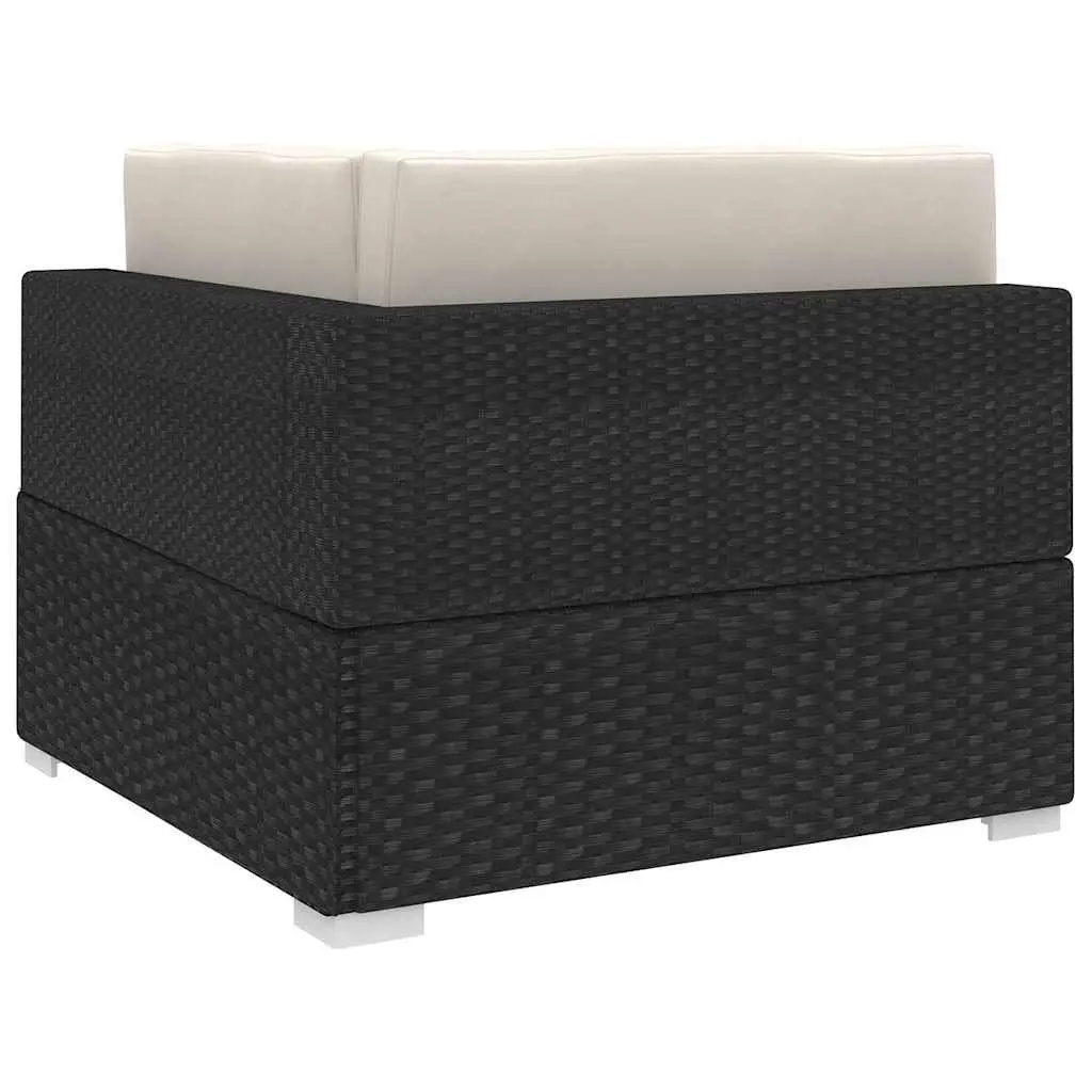 Outdoor Sectional Corner Chair for Garden Black Poly Rattan with Removable Cushions
