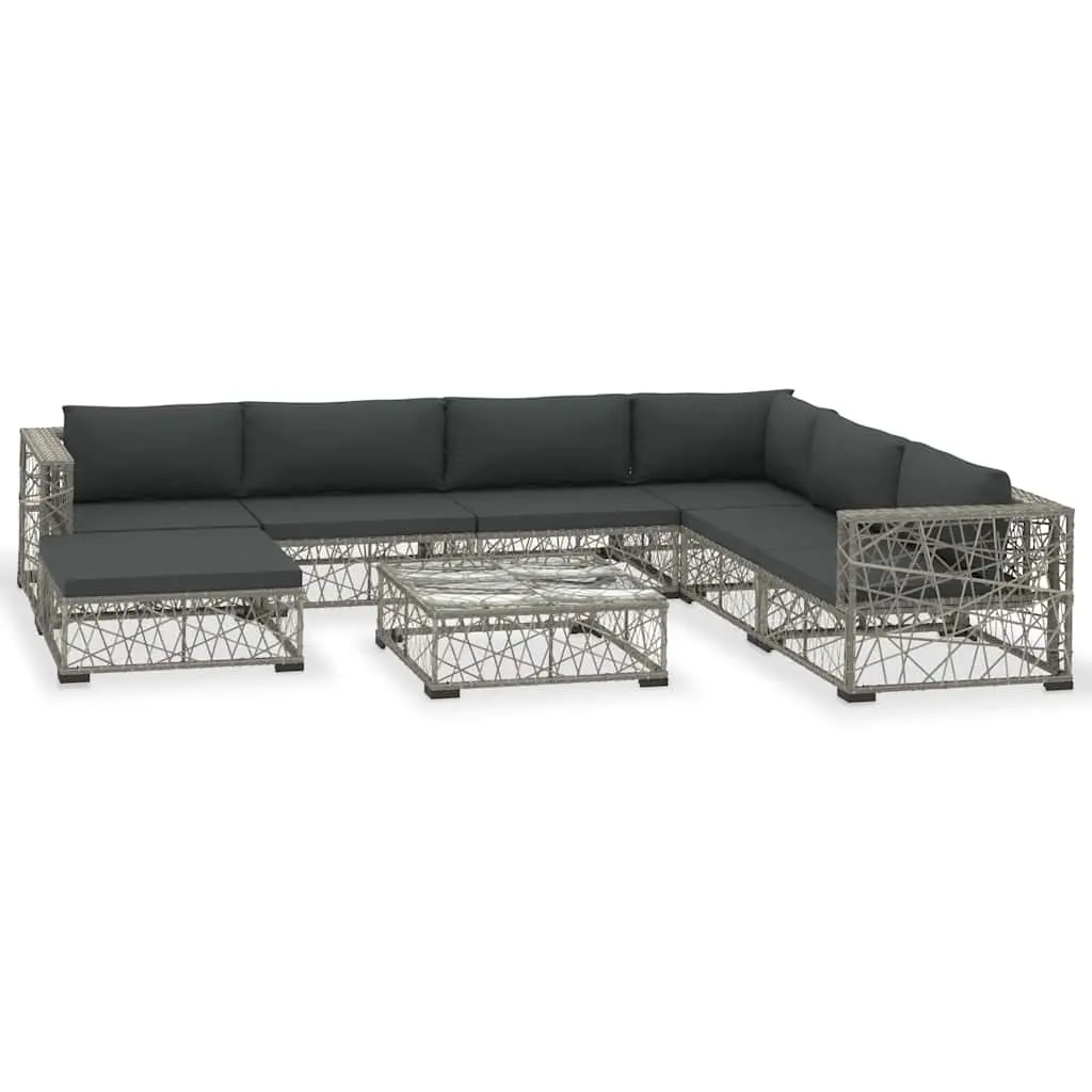 Garden Lounge Set 8 Piece Outdoor Sofa Poly Rattan Grey Patio Furniture