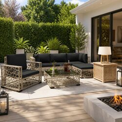 6-Piece Outdoor Rattan Lounge Set: Specifications Overview