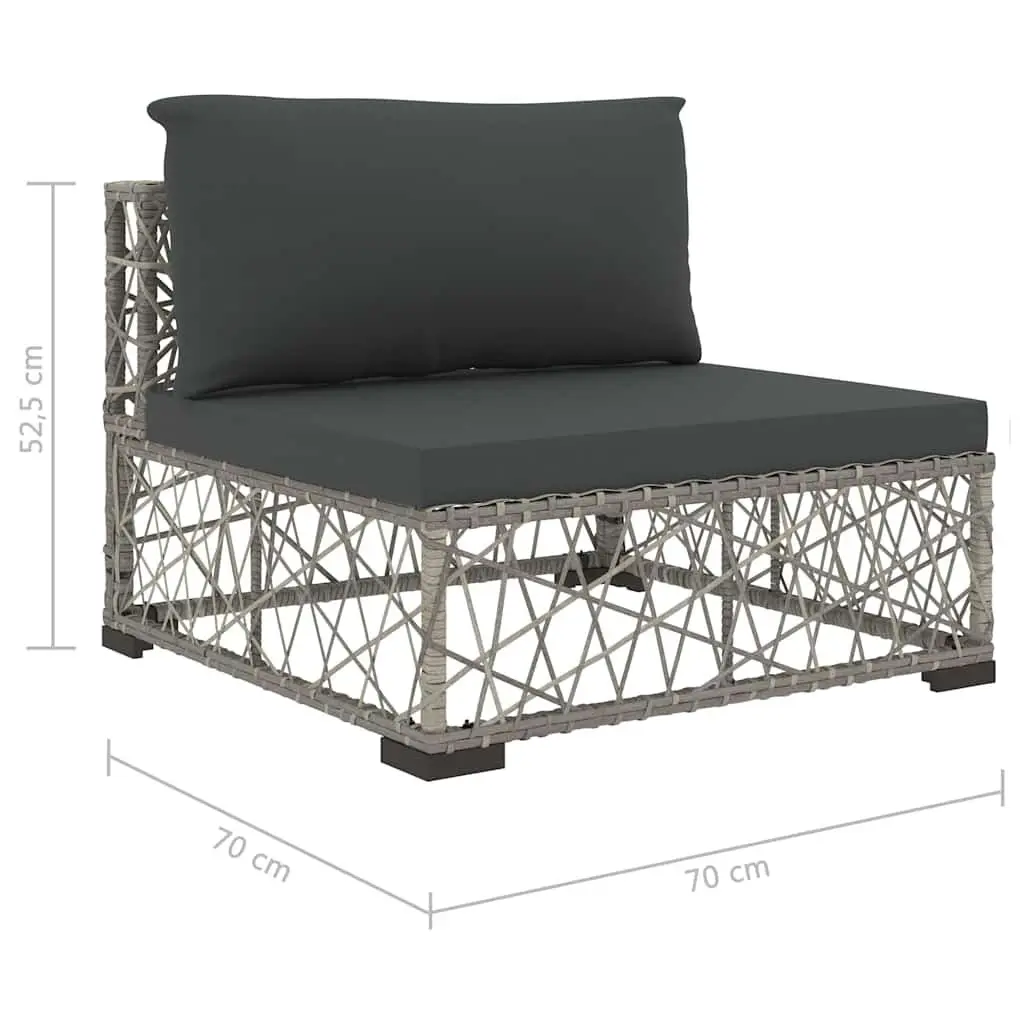 Garden Lounge Set 6 Piece Outdoor Rattan Sofa Patio Furniture with Cushions Grey