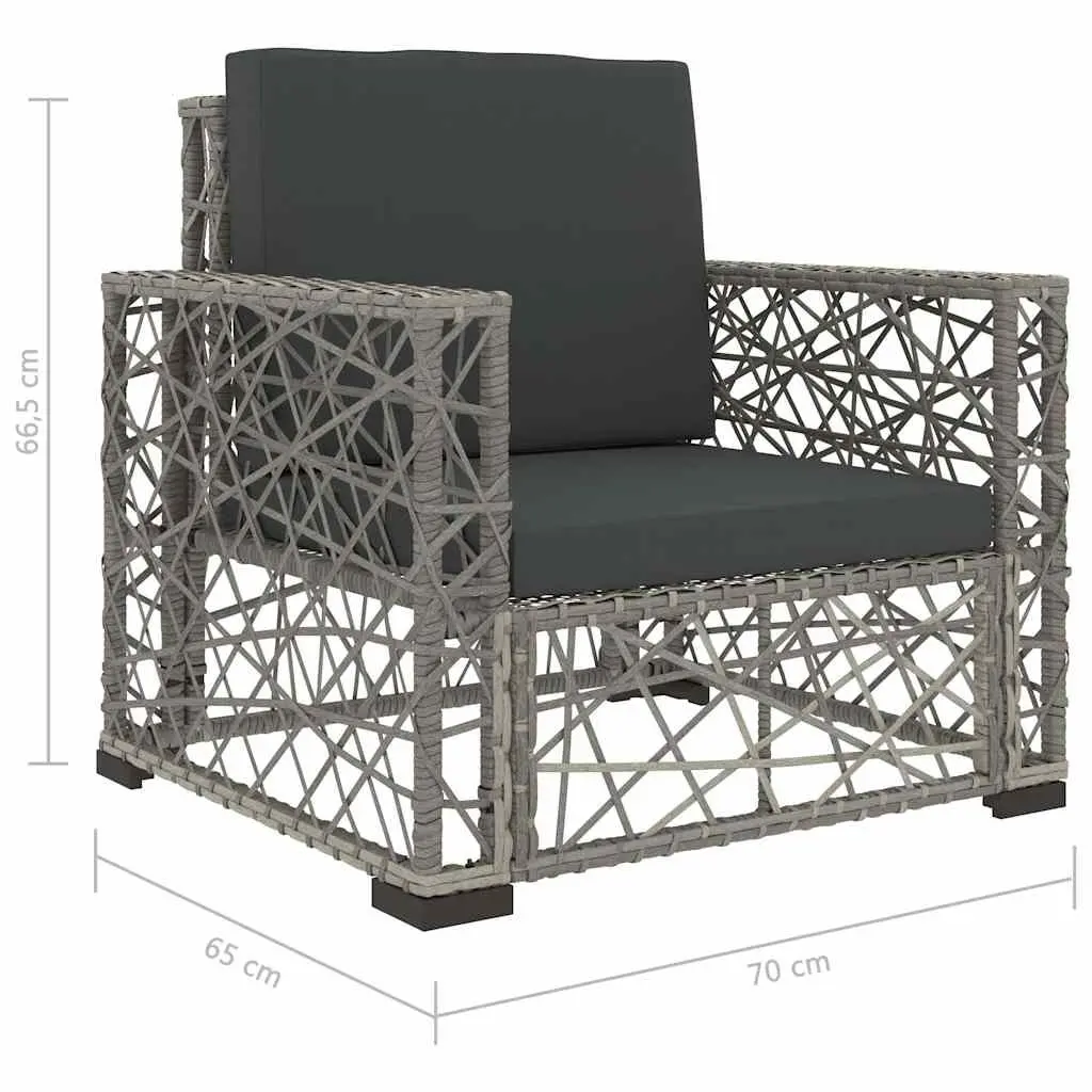 Garden Lounge Set 6 Piece Outdoor Rattan Sofa Patio Furniture with Cushions Grey