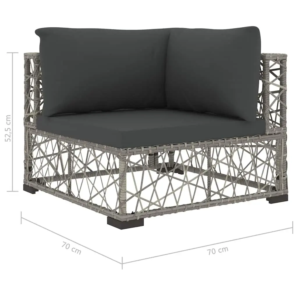 Garden Lounge Set 6 Piece Outdoor Rattan Sofa Patio Furniture with Cushions Grey