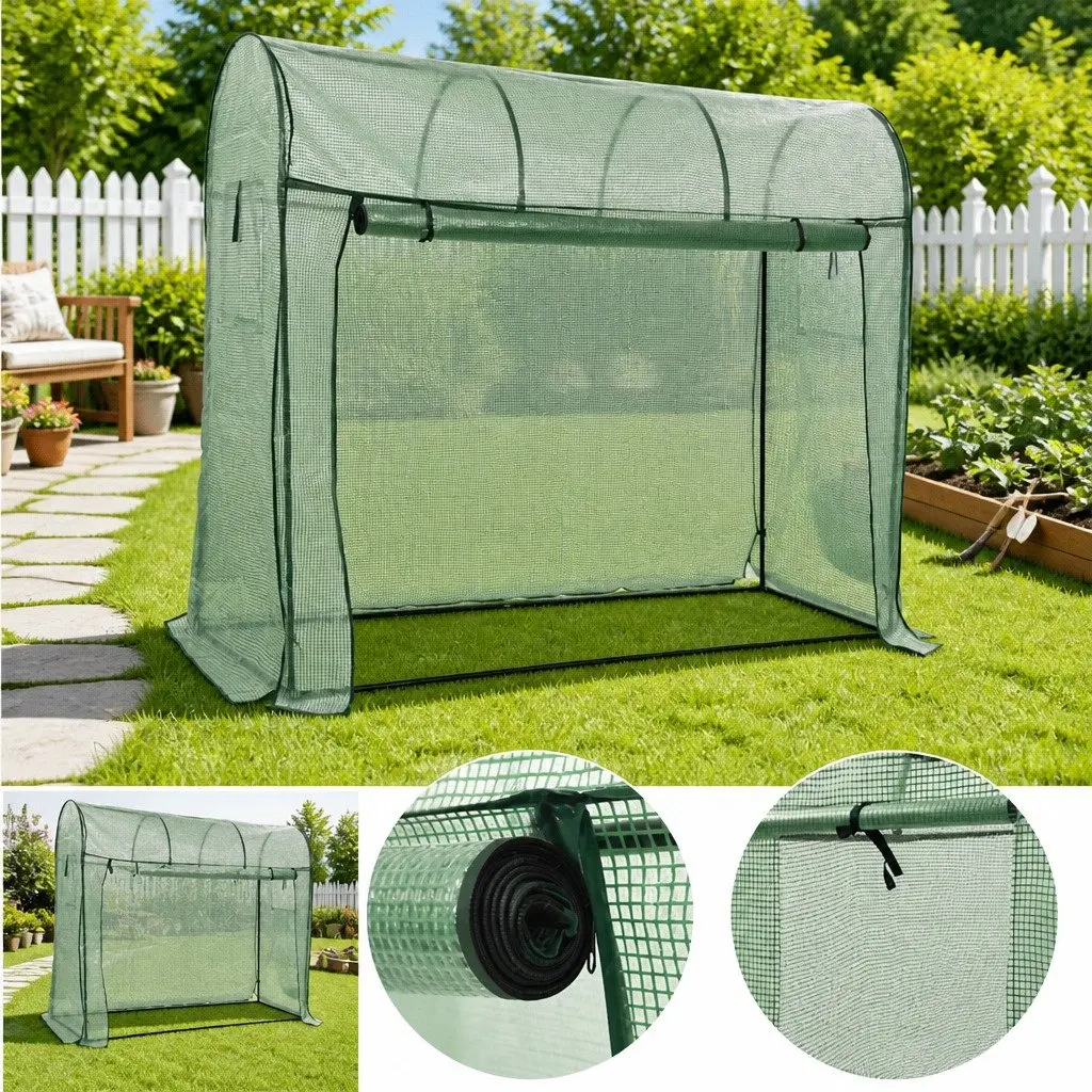 Greenhouse for Garden 200 x 80 x 170 cm with Zippered Door and Powder-coated Steel Frame