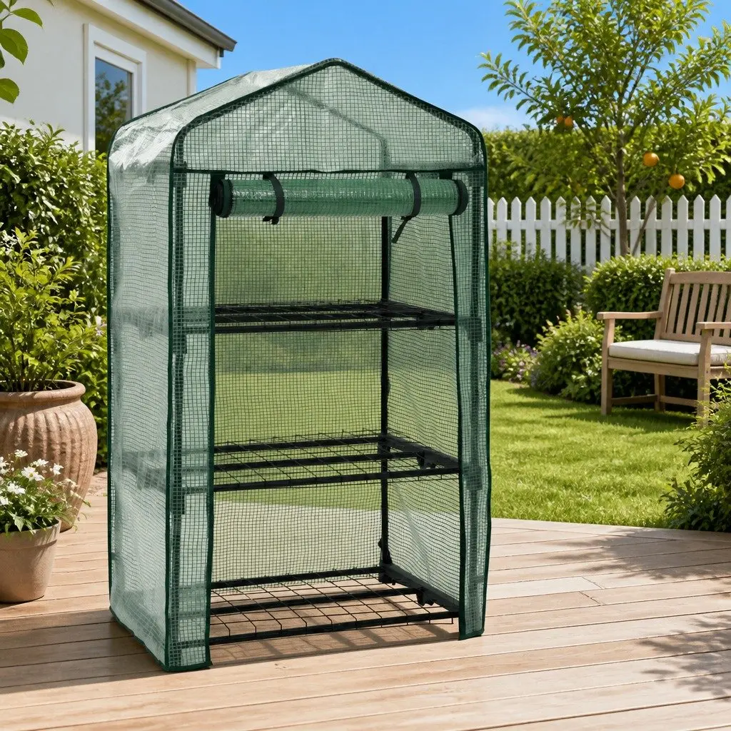 3-Tier Mini Greenhouse for Garden 69x49x125cm Portable Plant Growing Warm House
