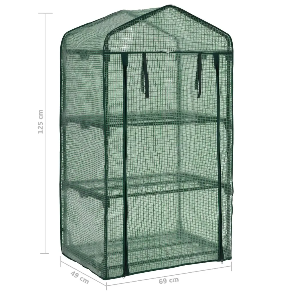 3-Tier Mini Greenhouse for Garden 69x49x125cm Portable Plant Growing Warm House