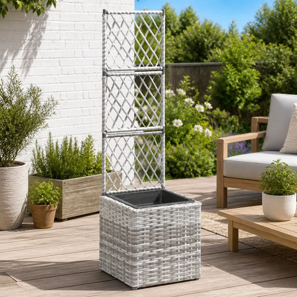 30x30x107 cm Raised Bed Planter with Trellis Support and Pot