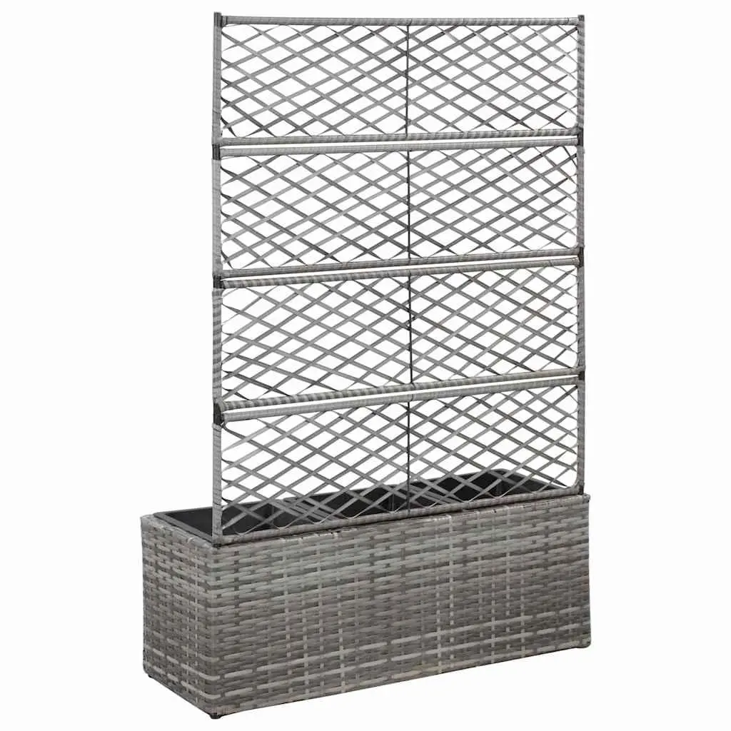 Trellis Raised Garden Bed Outdoor with 3 Pots Grey 83x30x130 cm
