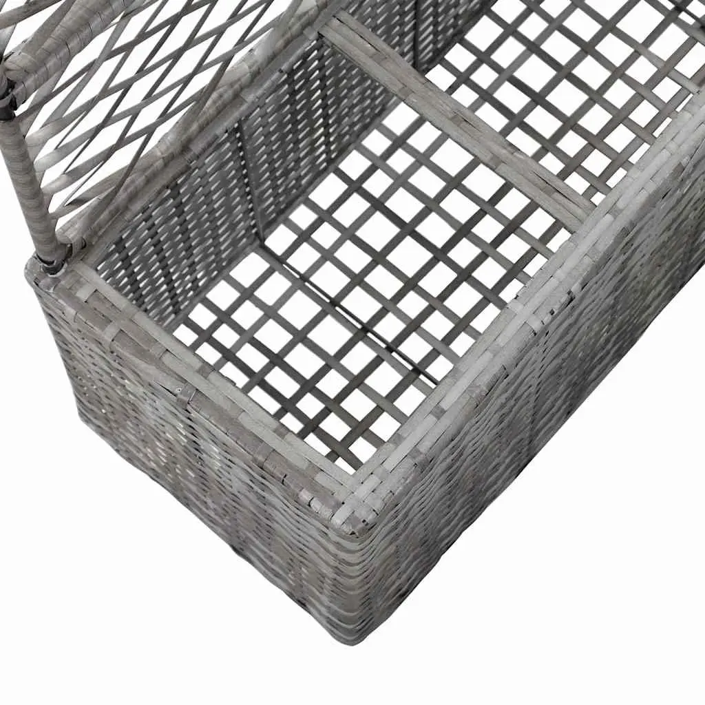 Trellis Raised Garden Bed Outdoor with 3 Pots Grey 83x30x130 cm