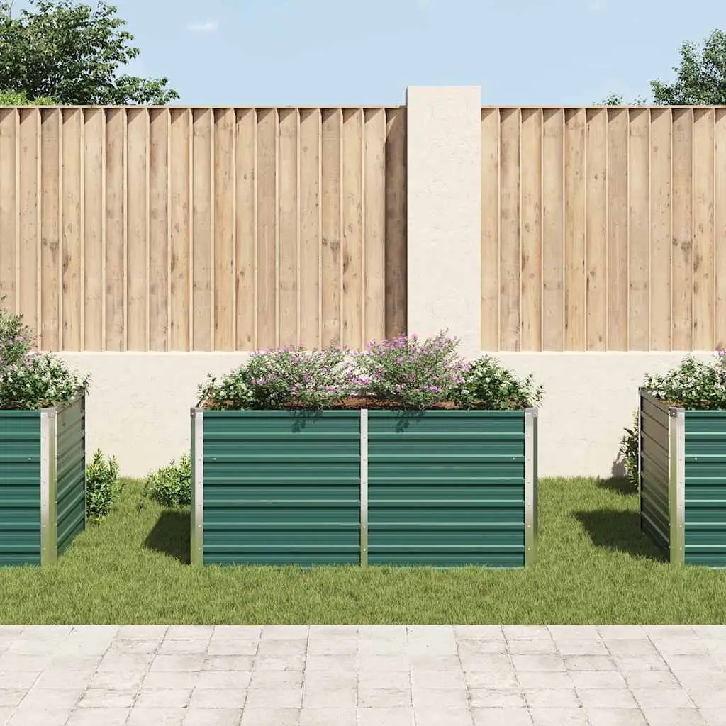 Raised Garden Bed for Outdoor Use 160x80x77cm Galvanised Steel Green Planter Box
