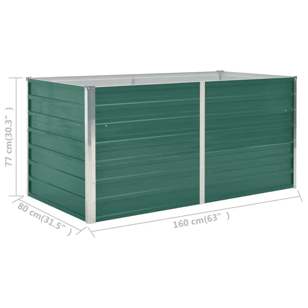 Raised Garden Bed for Outdoor Use 160x80x77cm Galvanised Steel Green Planter Box