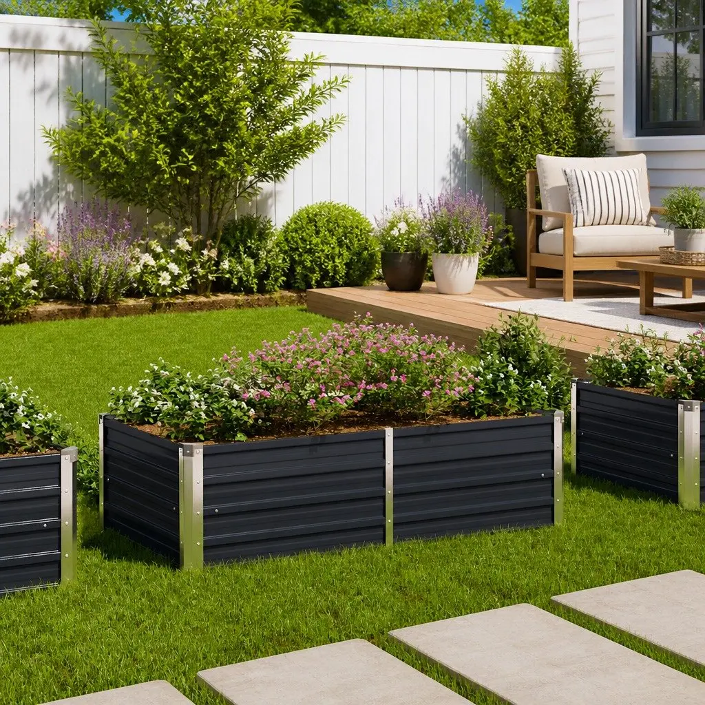 Raised Garden Bed 160x80x45 cm Anthracite Rectangular Planter Steel Construction