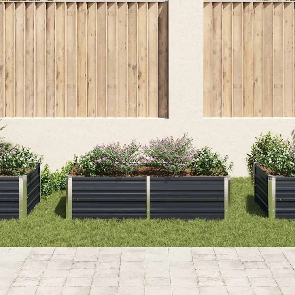Raised Garden Bed 160x80x45 cm Anthracite Rectangular Planter Steel Construction