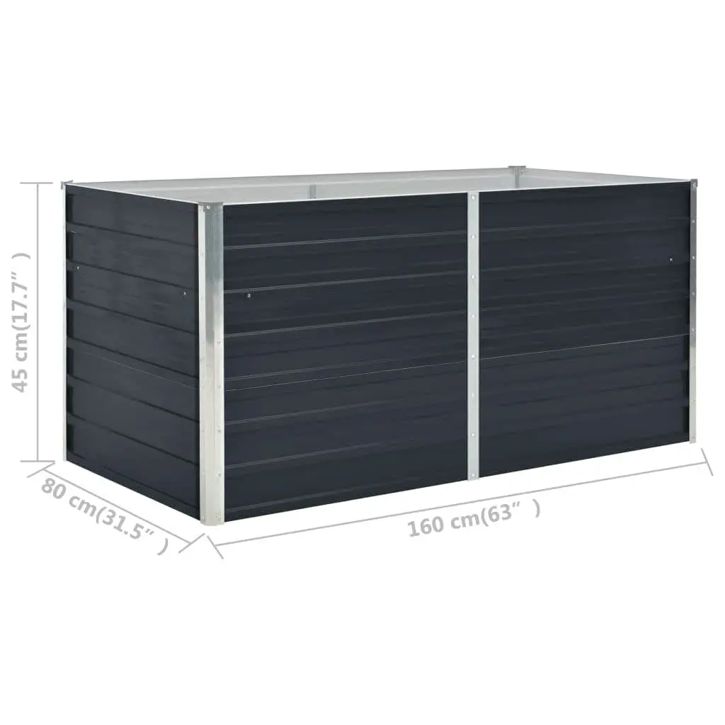 Raised Garden Bed 160x80x45 cm Anthracite Rectangular Planter Steel Construction