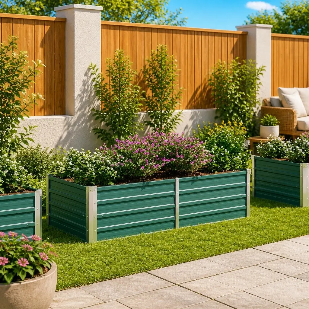 Raised Garden Bed for Outdoor Use 160x80x45 cm Galvanised Steel Rectangular Planter