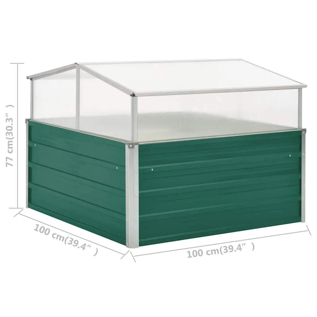 Greenhouse Green 100x100x77 cm Garden PC Board Galvanised Steel Plant Shelter