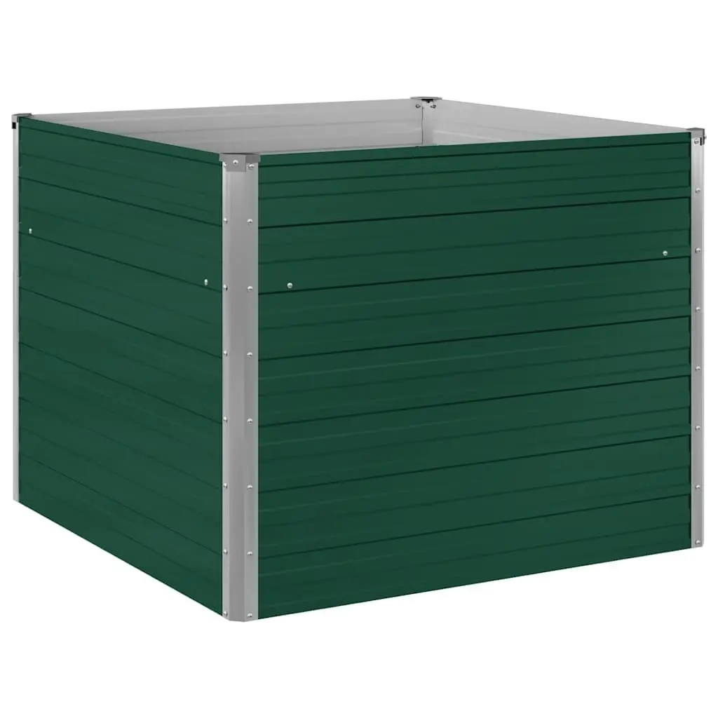 Raised Garden Bed for Planting 100x100x77 cm Galvanised Steel Green Open Bottom