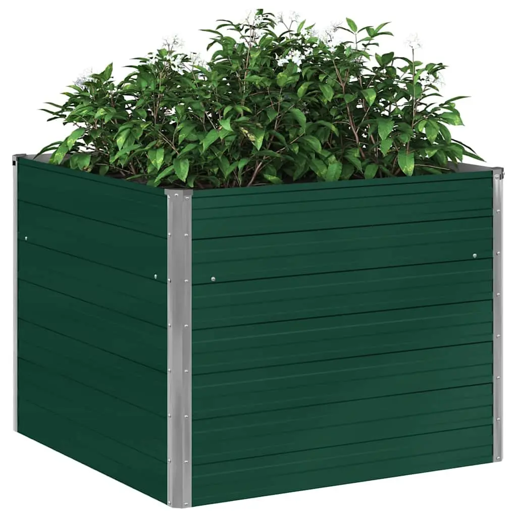 Raised Garden Bed for Planting 100x100x77 cm Galvanised Steel Green Open Bottom